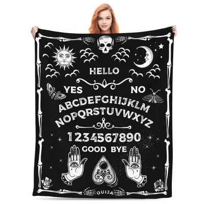 Spirit Board Hello Goodbye Blanket: Gothic Ouija Design for Mystics
