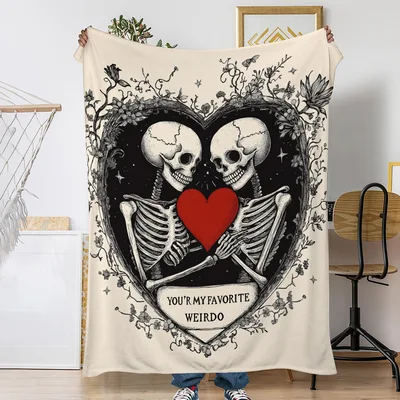 Skeleton Couple in Heart Blanket: Gothic Romance for Weirdos