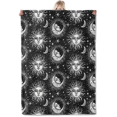 Celestial Sun and Moon Blanket: Vintage Faces and Stars