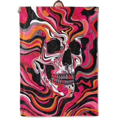 Colorful Swirl Skull Blanket: Psychedelic Art Design for Gothic Lovers