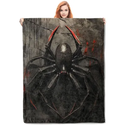 Spider on Dark Web Blanket: Gothic Spider Art for Arachnophiles