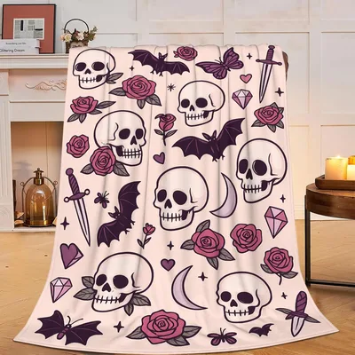 Gothic Pink Skulls Blanket: A Darkly Romantic Pattern for Cozy Nights