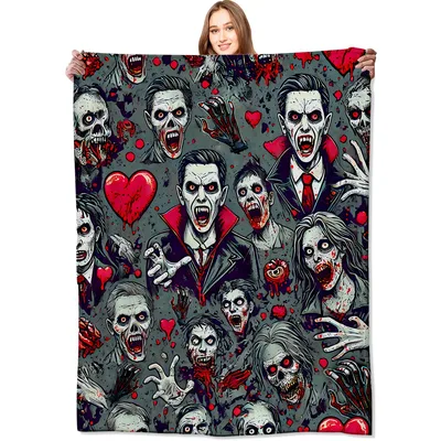 Zombies and Vampires Horror Blanket: Gothic Monster Pattern for Fans