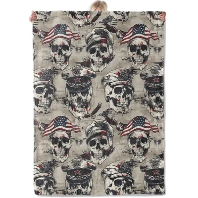 Skulls with American Flag Bandanas Blanket: Gothic Patriotic Design
