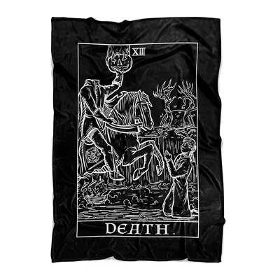 Death Tarot Card Skeleton Blanket: Gothic Rider Design