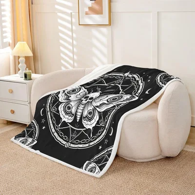 Death Moth Skull Design Blanket for Gothic Lovers