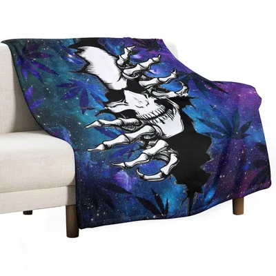 Gothic Skull Outer Space Blanket: Cosmic Skeleton Design