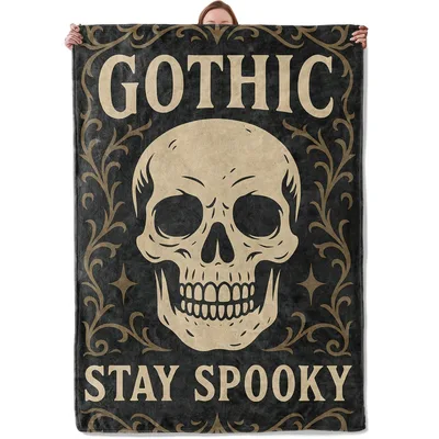 Gothic Skull Stay Spooky Blanket: Dark Art Design for Fans