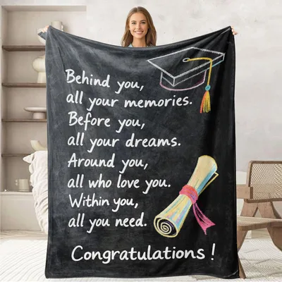 Graduation Memories and Dreams Blanket: Chalkboard Style