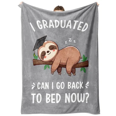 Sloth Graduation Funny Blanket: Can I Go Back to Bed Now