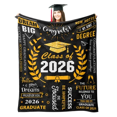 Class of 2026 Graduation Gold Blanket Celebrate Future Success