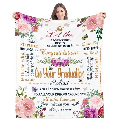 Graduation Floral Congratulations Blanket for Class of 2026 Celebrant
