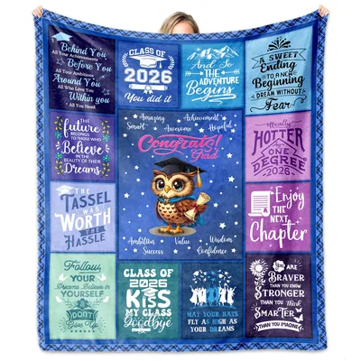 Graduation Owl Inspirational Blanket for Class of 2026