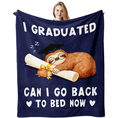 Sloth Graduation Napping Blanket: Can I Go Back to Bed Now Design