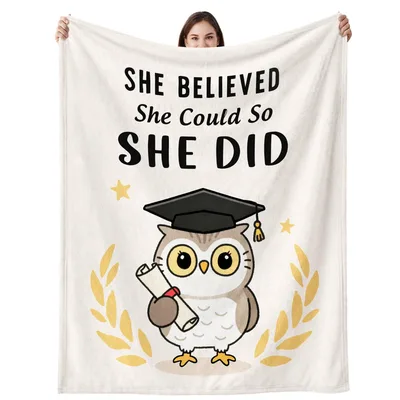Graduation Owl Blanket: She Believed She Could So She Did Design
