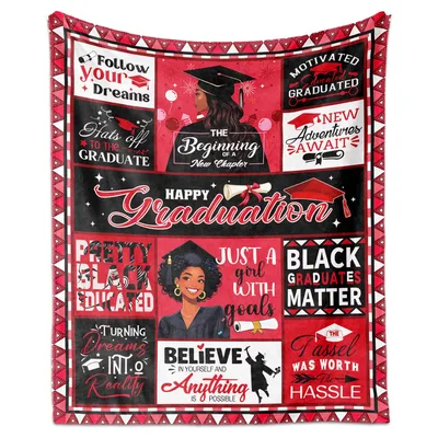 Graduation Black Girl Graduate Blanket featuring empowering quotes