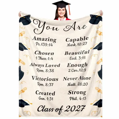 Graduation Bible Verses Blanket Class of 2027 Senior Gift