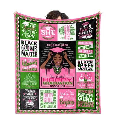 Graduation Girl Celebration Blanket for Black Graduate Women