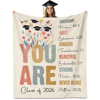 Graduation Scripture Verses Blanket for Class of 2026 Seniors