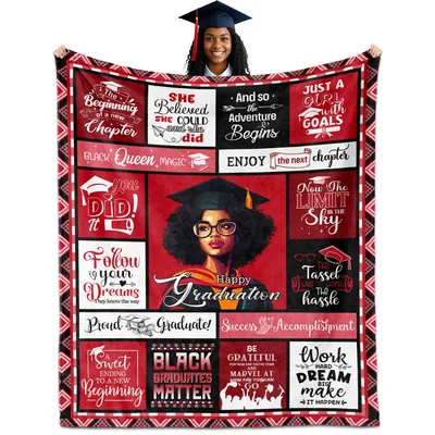 Black Woman Graduation Blanket Celebrating Black Graduates Matter
