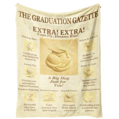 Graduation Keepsake Newspaper Blanket: The Graduation Gazette Design