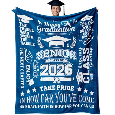 Senior Class of 2026 Blanket featuring graduation quotes