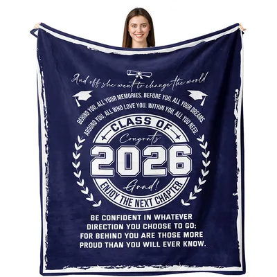 Navy Graduate Message Class Blanket for Class of 2026