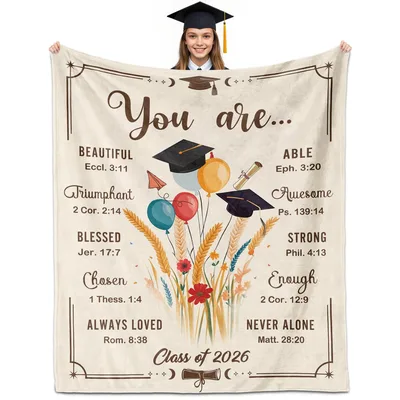 Graduation Bible Verse Affirmations Blanket for Class of 2026 Seniors