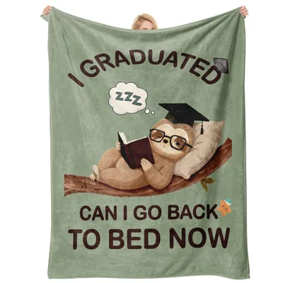 Sleepy Sloth Graduate Sage Blanket for Graduation Celebrations