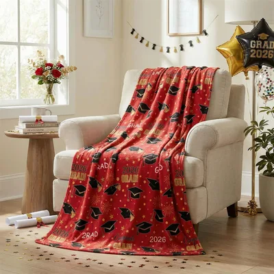 Graduation Caps 2026 Blanket features red fabric