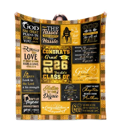 Christian Graduation 2026 Blanket with Faith-Based Verses