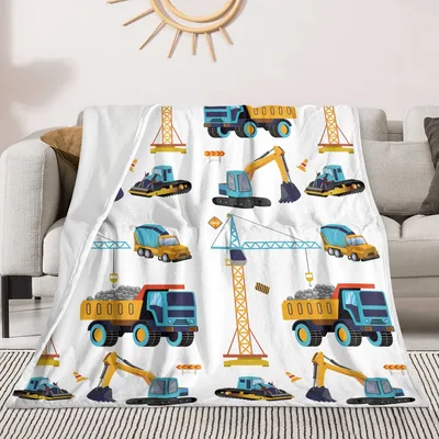 Construction Trucks and Excavators Blanket for Young Builders