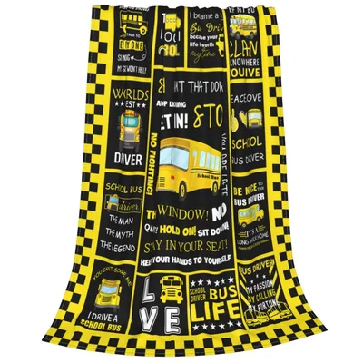 Bus Driver Appreciation Words Blanket - School Bus Design