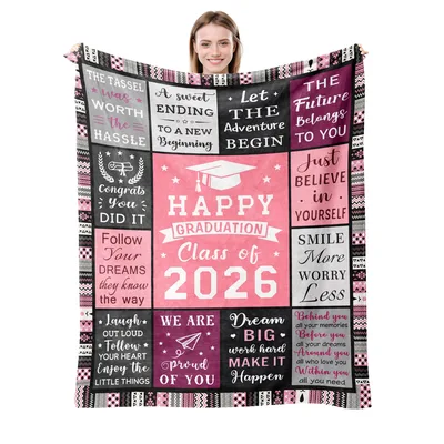 Happy Graduation Class Blanket featuring Class of 2026 text
