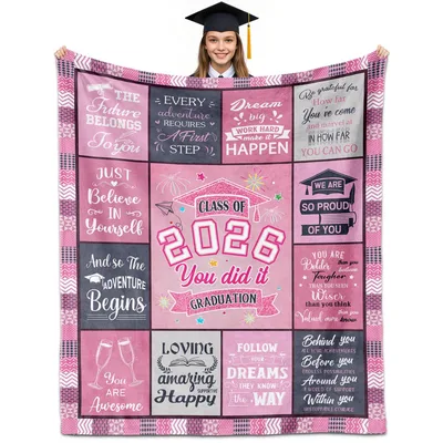 Class of 2026 Graduation Blanket featuring inspirational quotes