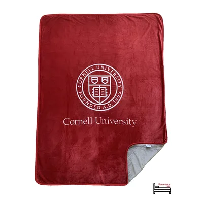 Red Crest Seal Design Blanket: Cornell University Emblem Gift