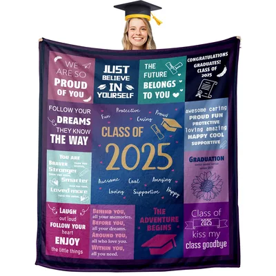 Class of 2025 Graduation Blanket featuring patchwork design