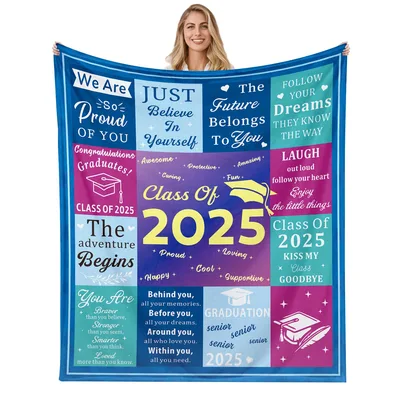 Class of 2025 Graduation Words Blanket for Celebrating Seniors