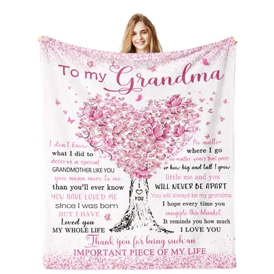 Best Grandma Blanket: Pink Butterfly Tree Design Expresses Love