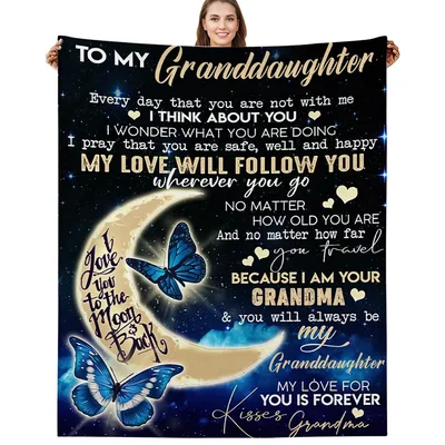To My Granddaughter Moon Butterfly Blanket
