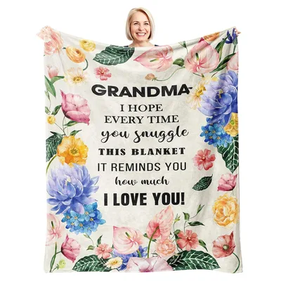 Grandma Gift Blanket Floral Message Design for Family