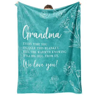 Grandma Every time you snuggle Blanket with Floral Sentiment