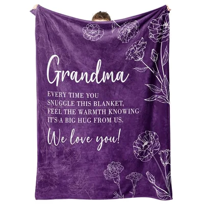 Purple Floral Grandma Blanket - Sentimental Floral Throw