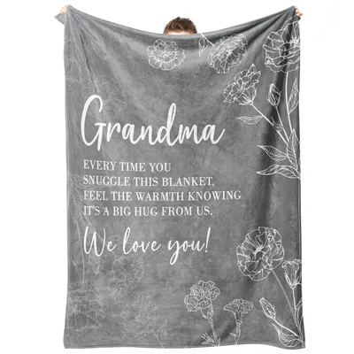 Grandma Every Time You Snuggle Floral Blanket - Sentimental Gift