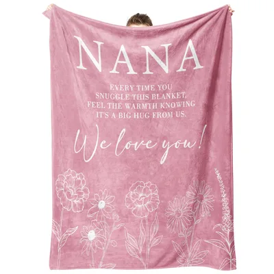 Nana Hug Floral Message Blanket: Big Hug from Us