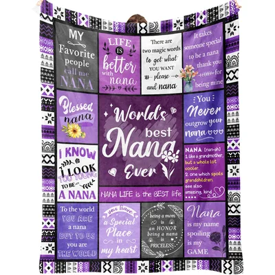 Nana Birthday Blanket features purple and black blocks