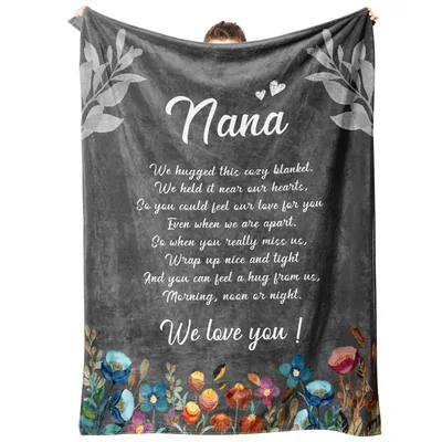 Grandkids Love Blanket Nana Poem Floral Design for Family