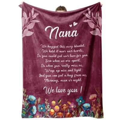 Grandma Hugs Blanket Nana Floral Poem Design