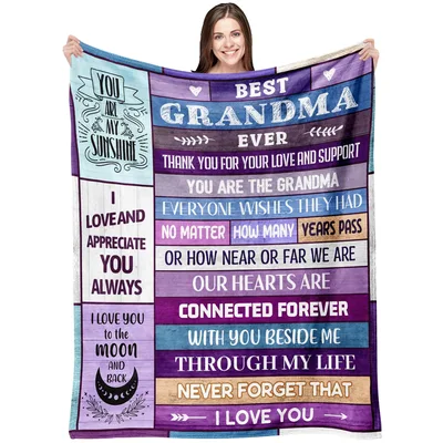 Grandma Sentiment Message Blanket Best Grandma Ever Design