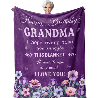 Grandma Birthday Blanket Floral Design Celebrates Special Day